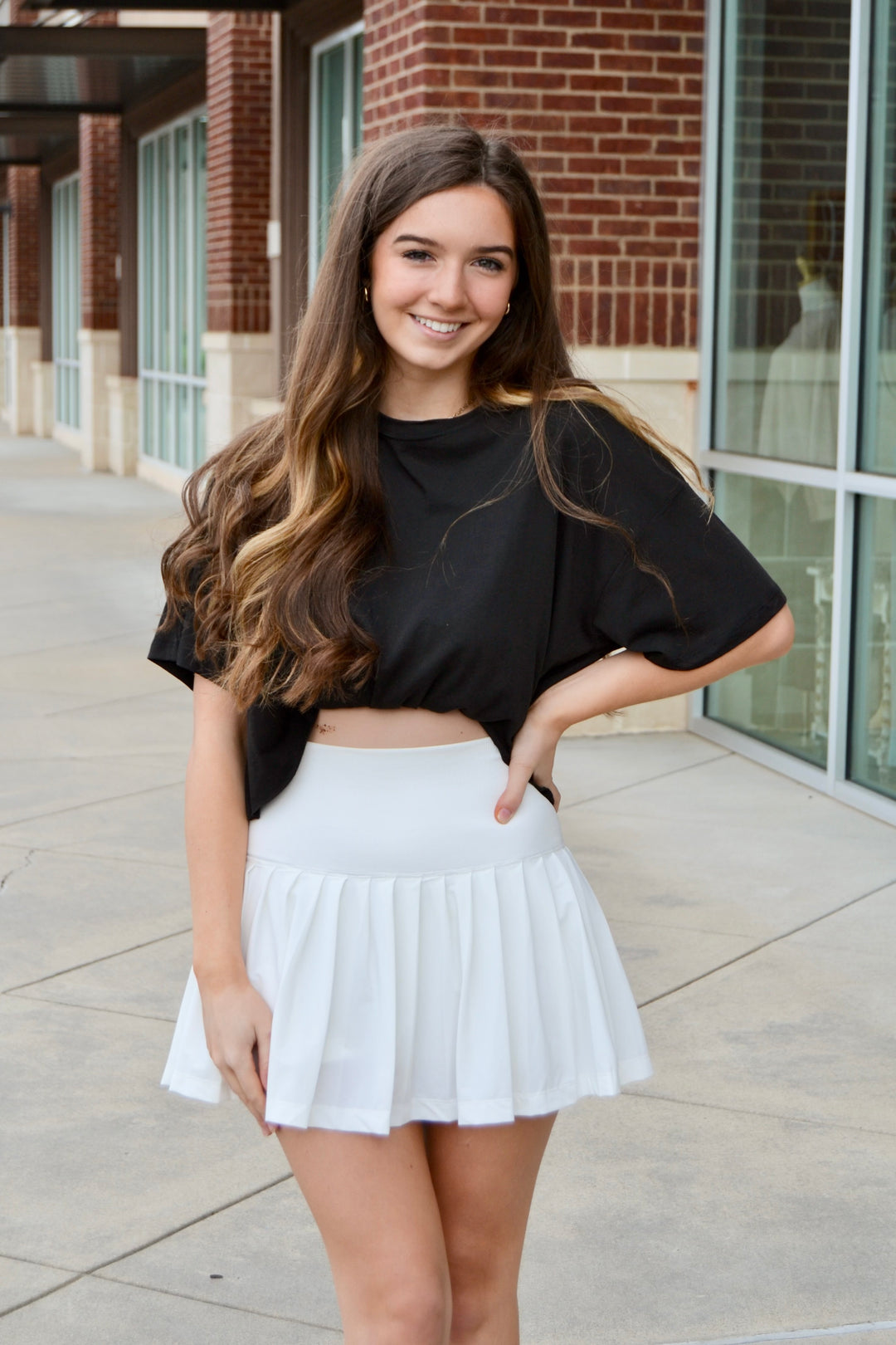 Black top white tennis skirt hotsell